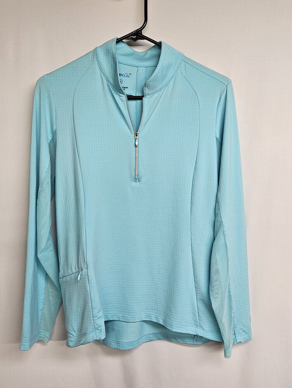 IBKUL SEAFOAM UMORFIL Collagen Long Sleeve Mock Golf Shirt Size Medium